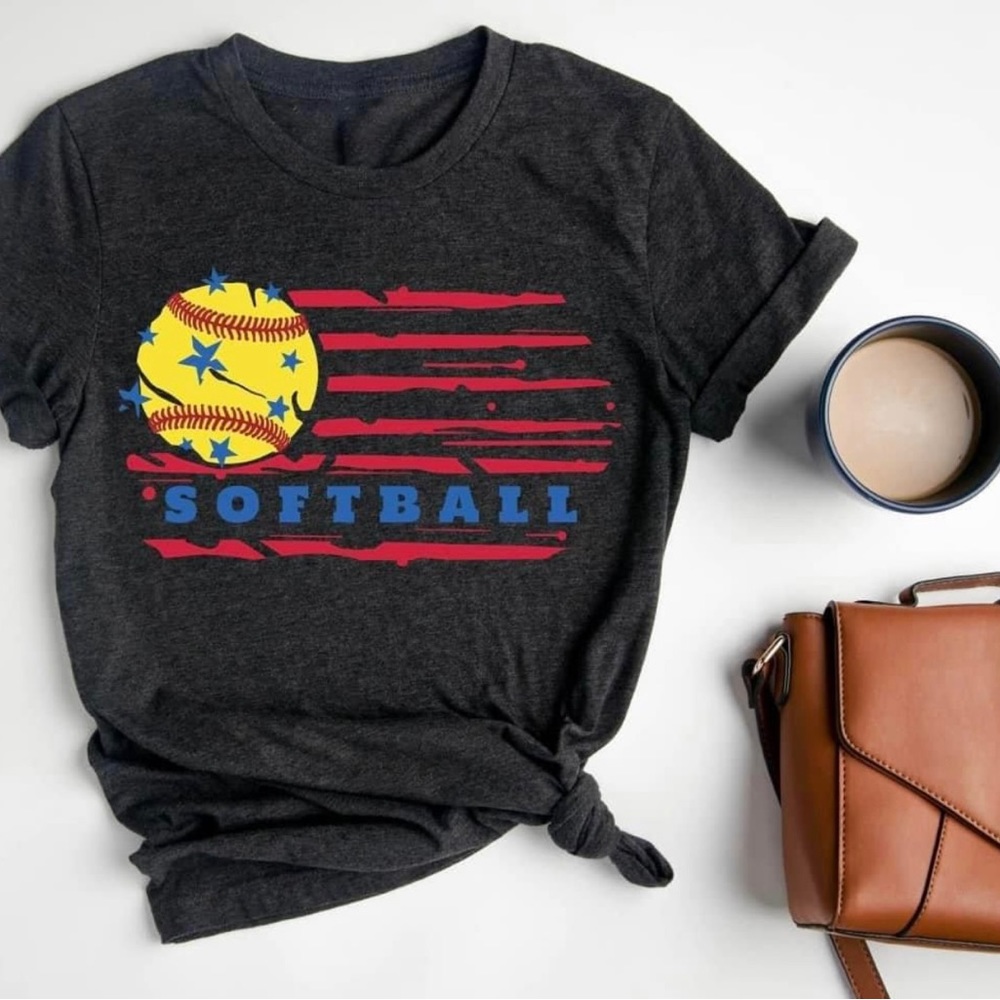 New‼️ Dark Heathered Grey V-Neck Softball Tee